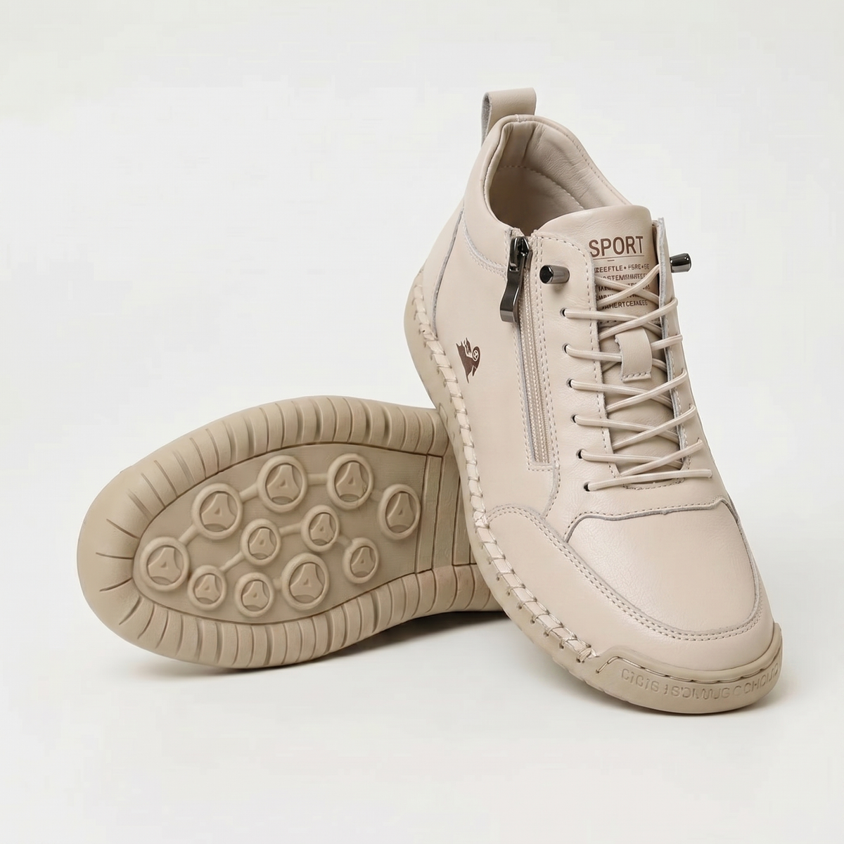 Mila - bekväma stödsneakers med dragkedja - Vit