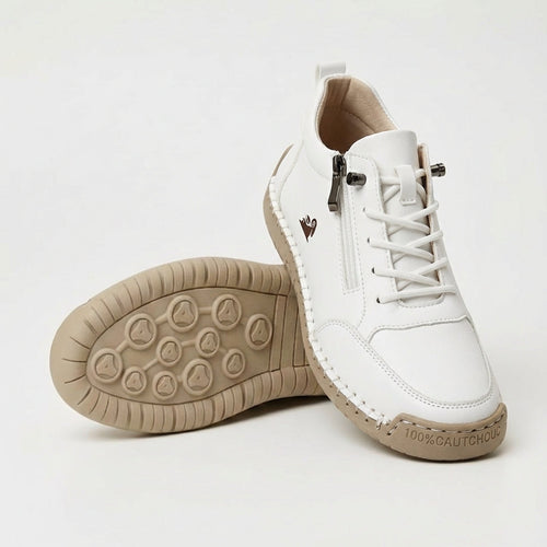 Mila - bekväma stödsneakers med dragkedja - Vit