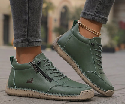 Mila - bekväma stödsneakers med dragkedja - Khaki